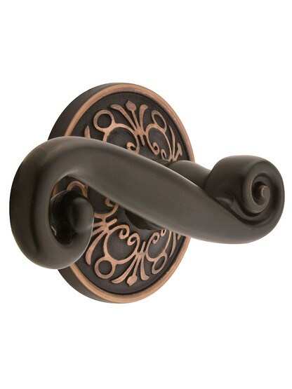 Lancaster Door Set With Scroll Design Levers Left Hand in Oil Rubbed Bronze.